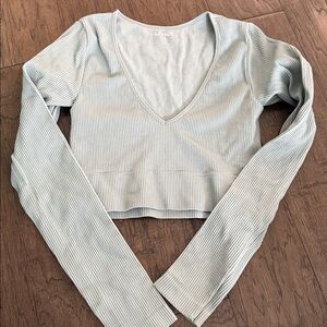 Garage Ribbed Long Sleeve blue/green size small cropped